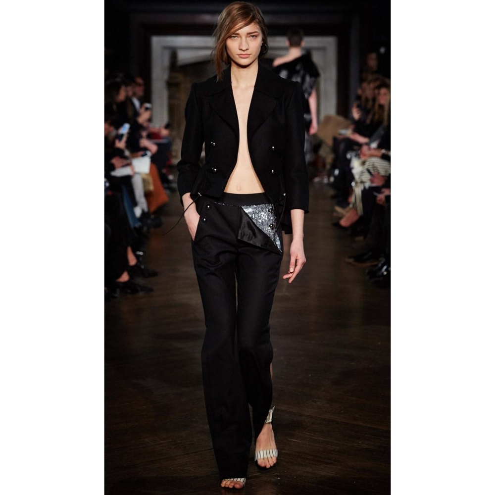 MONSE runway look 25 wool open front black coat